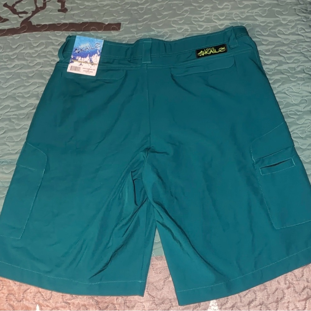 Loco smalls performance fishing Teal Men's Cargo Swim Shorts with Zip Pocket - Picture 3 of 3